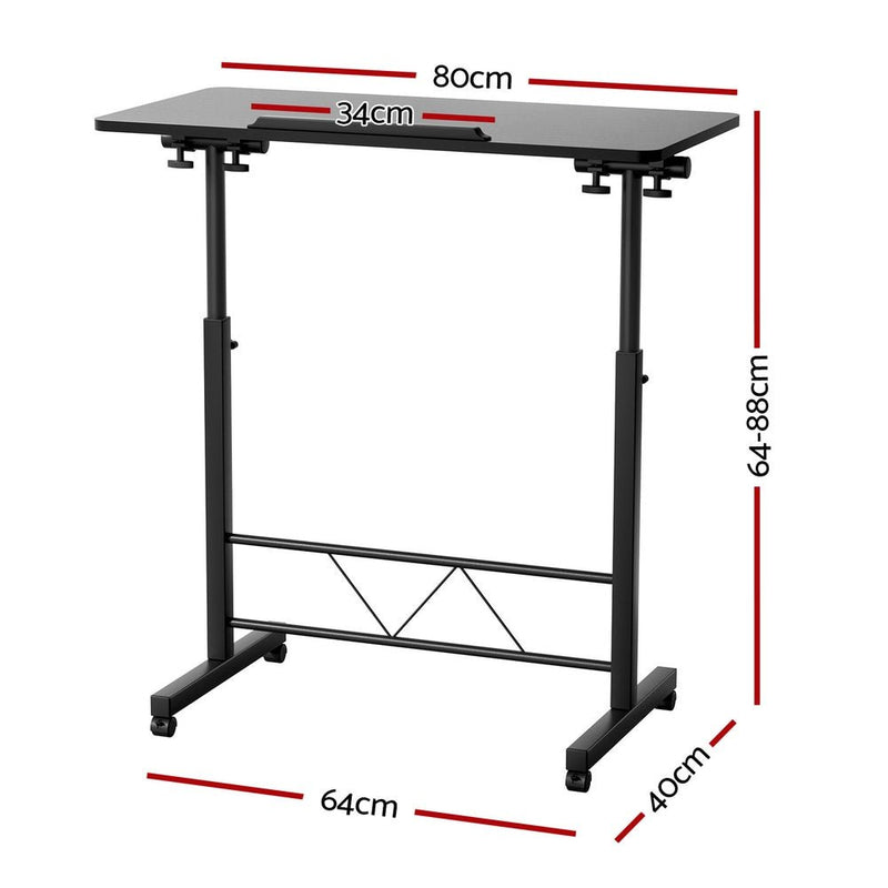 Laptop Desk Table Height Adjustable Wooden Bed Side Tables 80CM Black - Furniture > Office - Rivercity House & Home Co. (ABN 18 642 972 209) - Affordable Modern Furniture Australia