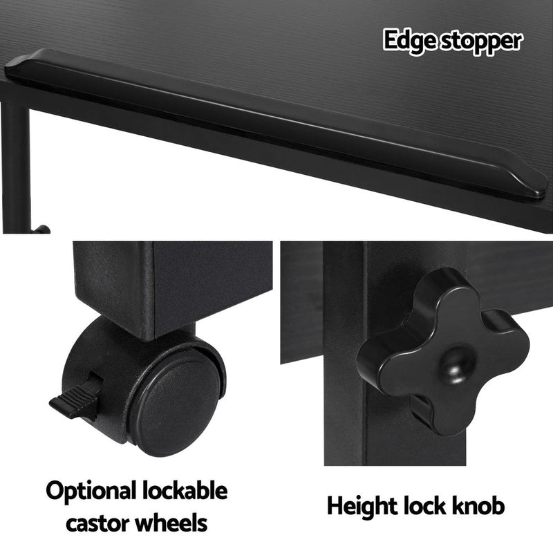 Laptop Desk Table Height Adjustable Wooden Bed Side Tables 80CM Black - Furniture > Office - Rivercity House & Home Co. (ABN 18 642 972 209) - Affordable Modern Furniture Australia