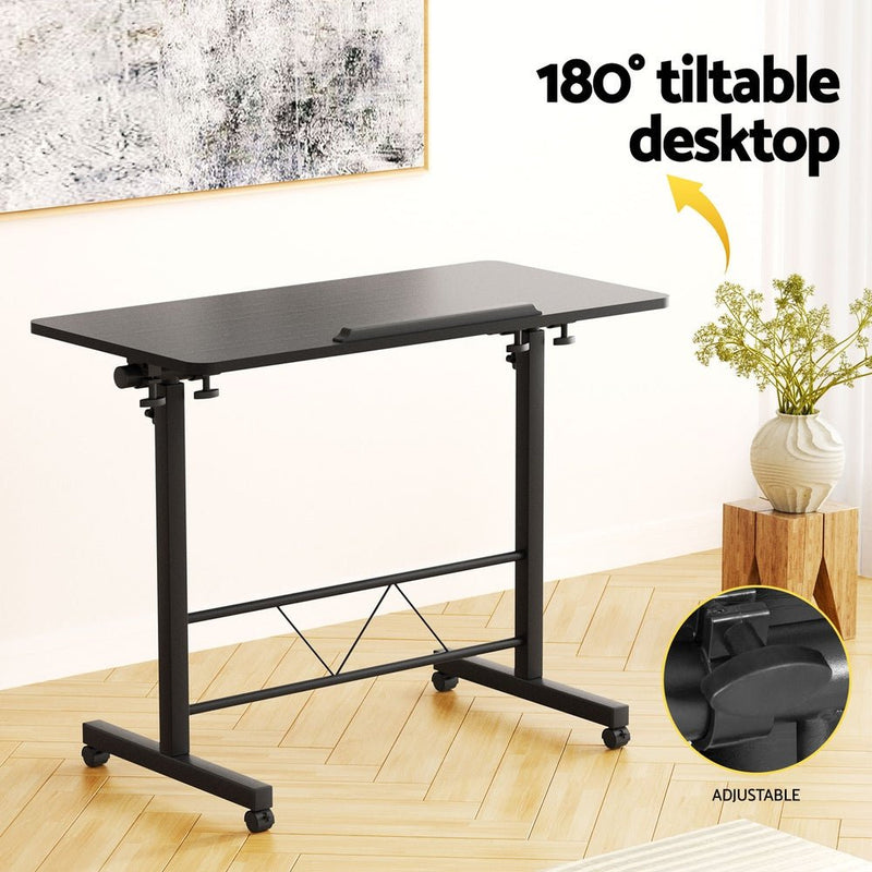 Laptop Desk Table Height Adjustable Wooden Bed Side Tables 80CM Black - Furniture > Office - Rivercity House & Home Co. (ABN 18 642 972 209) - Affordable Modern Furniture Australia