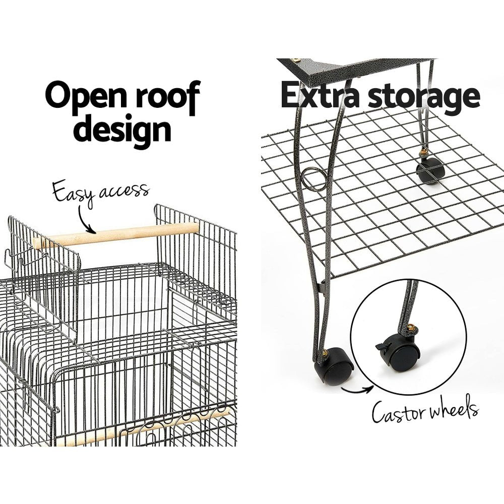 Large Bird Cage with Perch - Black - Pet Care > Bird - Rivercity House & Home Co. (ABN 18 642 972 209) - Affordable Modern Furniture Australia