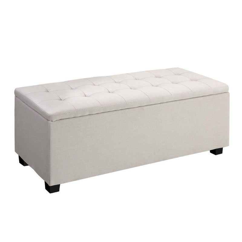 Tommie Fabric Storage Ottoman Beige - Furniture > Bedroom - Rivercity House & Home Co. (ABN 18 642 972 209) - Affordable Modern Furniture Australia