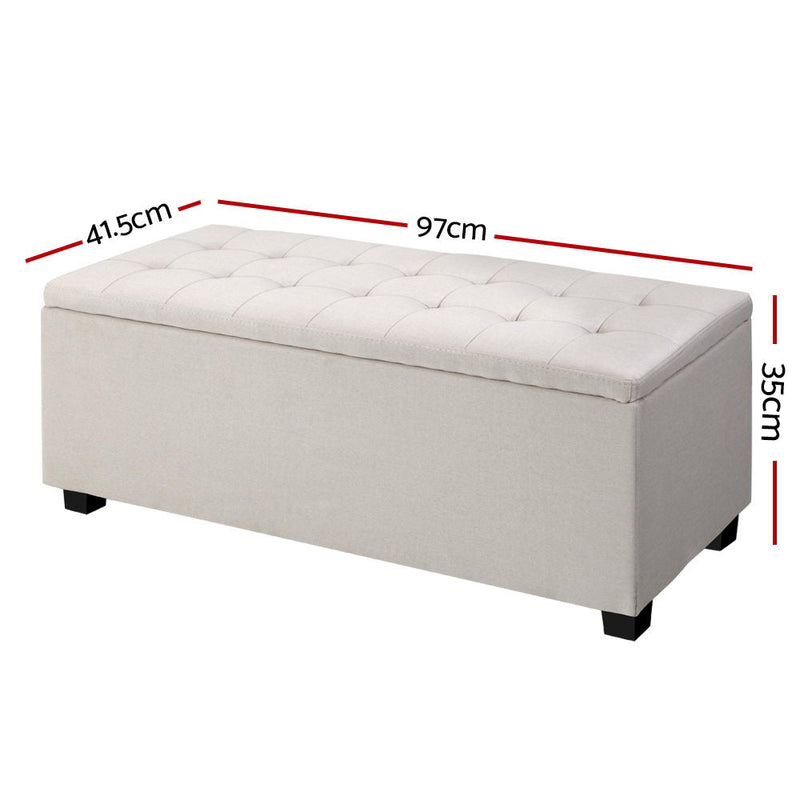 Tommie Fabric Storage Ottoman Beige - Furniture > Bedroom - Rivercity House & Home Co. (ABN 18 642 972 209) - Affordable Modern Furniture Australia