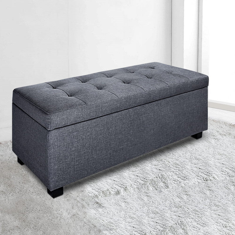 Tommie Fabric Storage Ottoman Grey - Furniture > Bedroom - Rivercity House & Home Co. (ABN 18 642 972 209) - Affordable Modern Furniture Australia