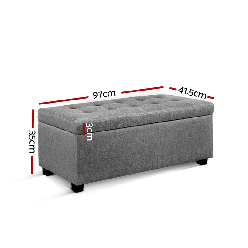 Tommie Fabric Storage Ottoman Light Grey - Furniture > Bedroom - Rivercity House & Home Co. (ABN 18 642 972 209) - Affordable Modern Furniture Australia