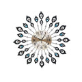 Large Modern 3D Crystal Wall Clock Luxury Golden Glass Round Dial Home Office
