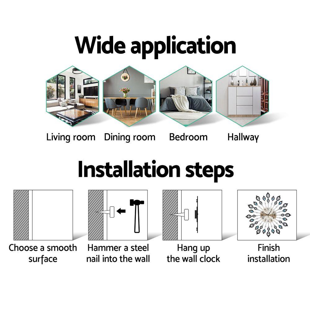 Large Modern 3D Crystal Wall Clock Luxury Golden Glass Round Dial Home Office - Rivercity House & Home Co. (ABN 18 642 972 209) - Affordable Modern Furniture Australia