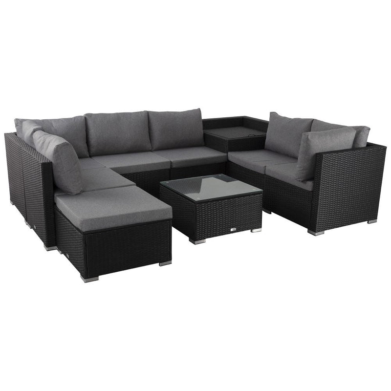 Large Modular Outdoor Ottoman Lounge Set in Black - Furniture > Outdoor - Rivercity House & Home Co. (ABN 18 642 972 209) - Affordable Modern Furniture Australia