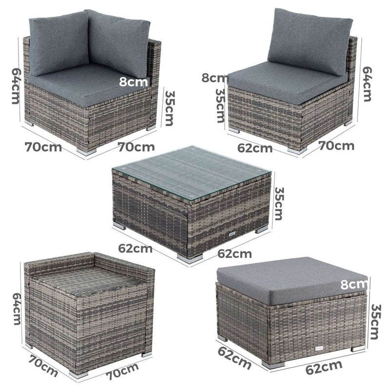 Large Modular Outdoor Ottoman Lounge Set in Black - Furniture > Outdoor - Rivercity House & Home Co. (ABN 18 642 972 209) - Affordable Modern Furniture Australia