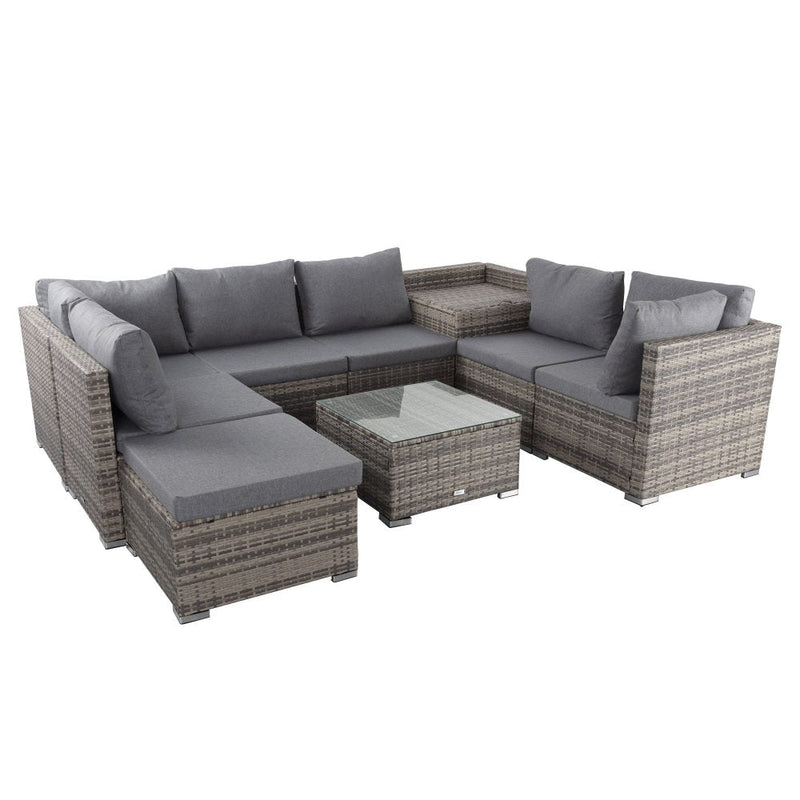 Large Modular Outdoor Ottoman Lounge Set in Grey - Furniture > Outdoor - Rivercity House & Home Co. (ABN 18 642 972 209) - Affordable Modern Furniture Australia