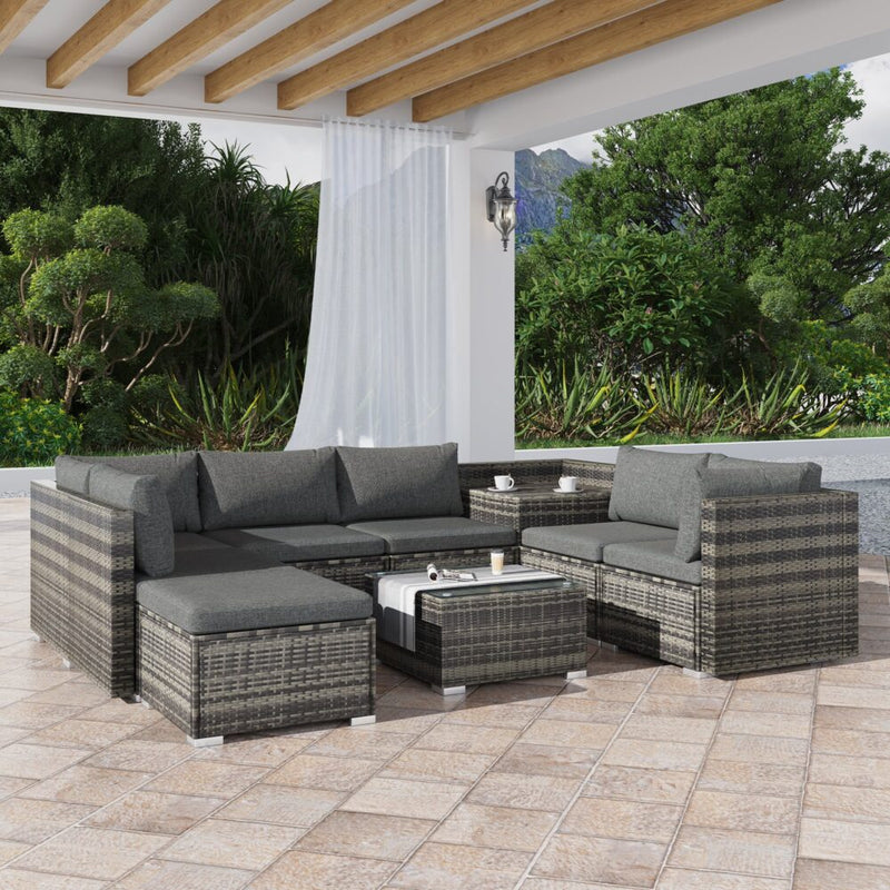 Large Modular Outdoor Ottoman Lounge Set in Grey - Furniture > Outdoor - Rivercity House & Home Co. (ABN 18 642 972 209) - Affordable Modern Furniture Australia