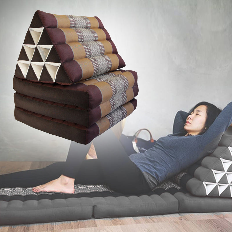 Large Thai Triangle Pillow Three-Folds Brown - Home & Garden > Decor - Rivercity House & Home Co. (ABN 18 642 972 209) - Affordable Modern Furniture Australia