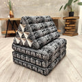 Large Thai Triangle Pillow Three-Folds Black & White Elephant Pattern
