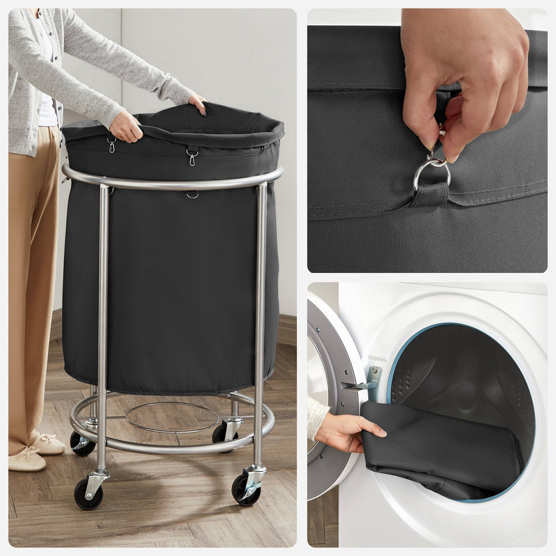 Laundry Basket with Wheels, Black - Home & Garden > Laundry & Cleaning - Rivercity House & Home Co. (ABN 18 642 972 209) - Affordable Modern Furniture Australia