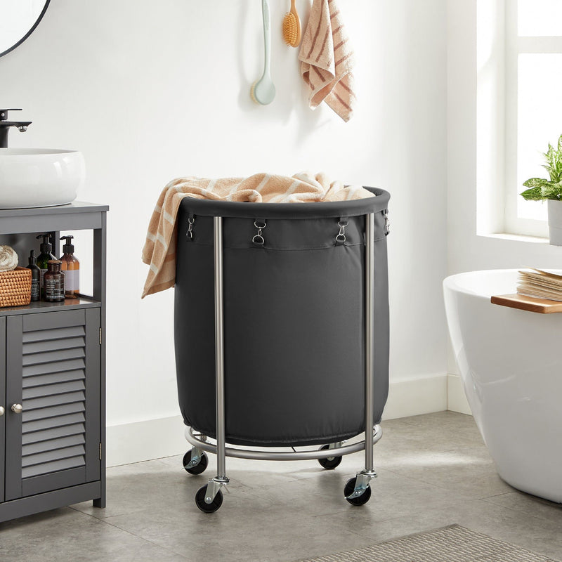 Laundry Basket with Wheels, Black - Home & Garden > Laundry & Cleaning - Rivercity House & Home Co. (ABN 18 642 972 209) - Affordable Modern Furniture Australia