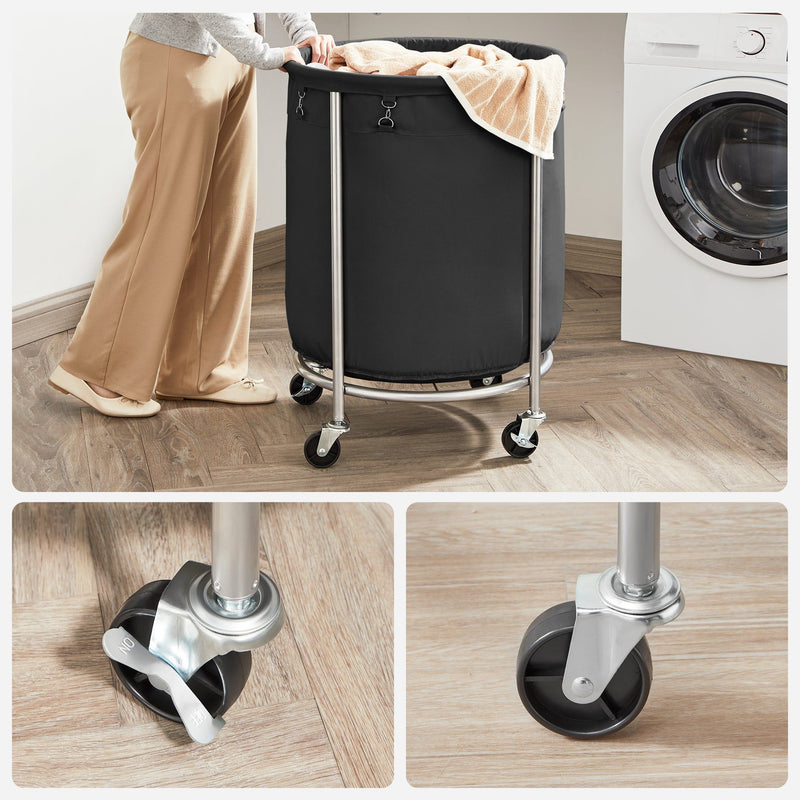 Laundry Basket with Wheels, Black - Home & Garden > Laundry & Cleaning - Rivercity House & Home Co. (ABN 18 642 972 209) - Affordable Modern Furniture Australia