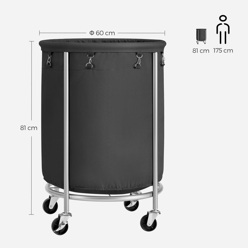 Laundry Basket with Wheels, Black - Home & Garden > Laundry & Cleaning - Rivercity House & Home Co. (ABN 18 642 972 209) - Affordable Modern Furniture Australia