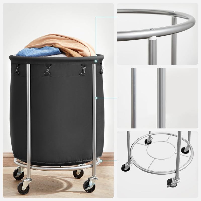 Laundry Basket with Wheels, Black - Home & Garden > Laundry & Cleaning - Rivercity House & Home Co. (ABN 18 642 972 209) - Affordable Modern Furniture Australia