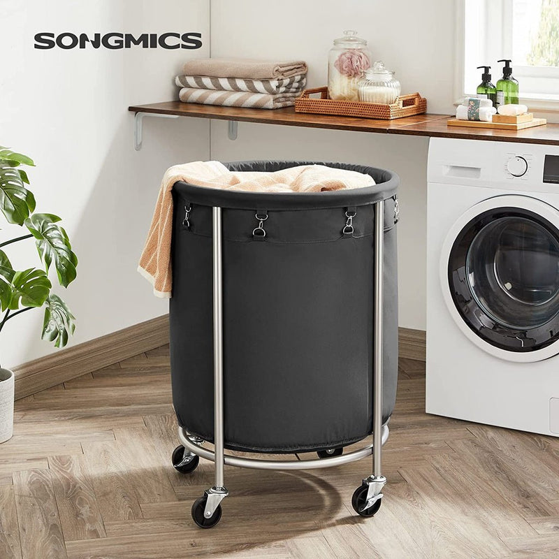 Laundry Basket with Wheels with Steel Frame and Removable Bag Black - Home & Garden > Laundry & Cleaning - Rivercity House & Home Co. (ABN 18 642 972 209) - Affordable Modern Furniture Australia