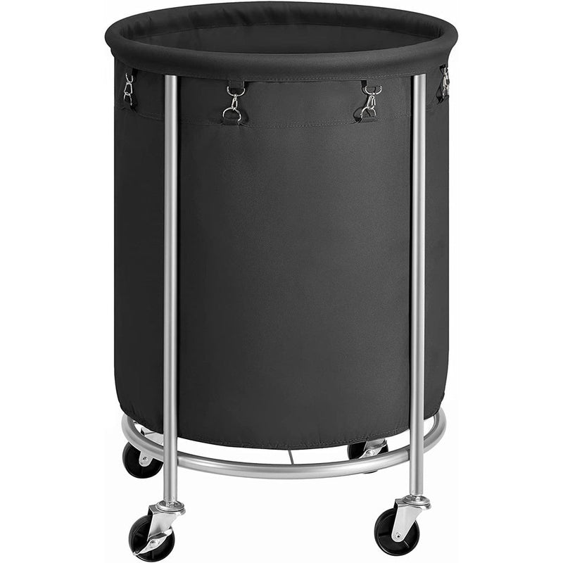 Laundry Basket with Wheels with Steel Frame and Removable Bag Black - Home & Garden > Laundry & Cleaning - Rivercity House & Home Co. (ABN 18 642 972 209) - Affordable Modern Furniture Australia