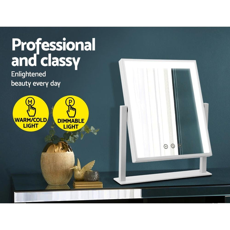 LED Makeup Mirror Hollywood Standing Mirror White - Rivercity House & Home Co. (ABN 18 642 972 209) - Affordable Modern Furniture Australia