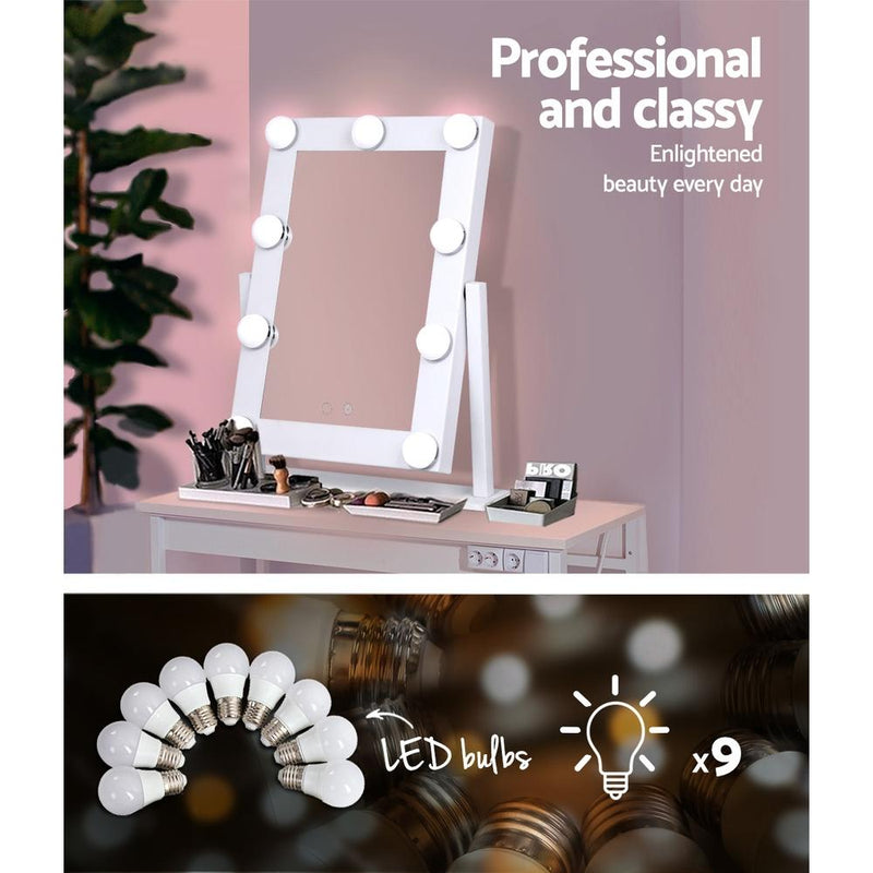 LED Standing Makeup Mirror - White - Rivercity House & Home Co. (ABN 18 642 972 209) - Affordable Modern Furniture Australia