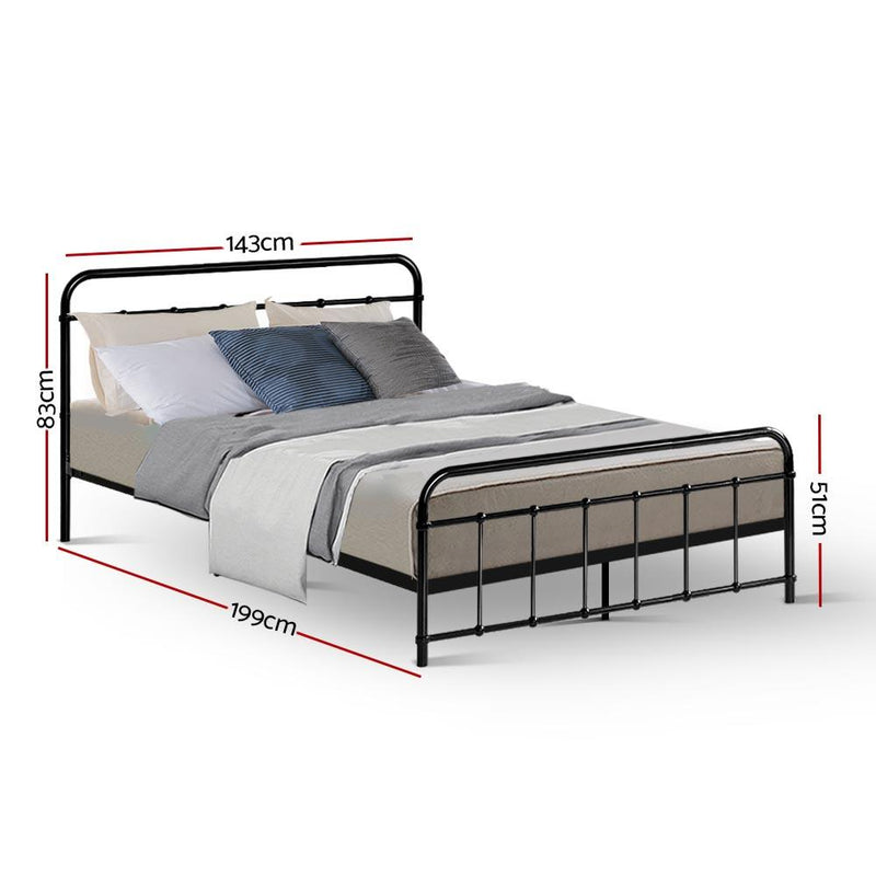 Leo Metal Double Bed Frame Black - Furniture > Bedroom - Rivercity House And Home Co.