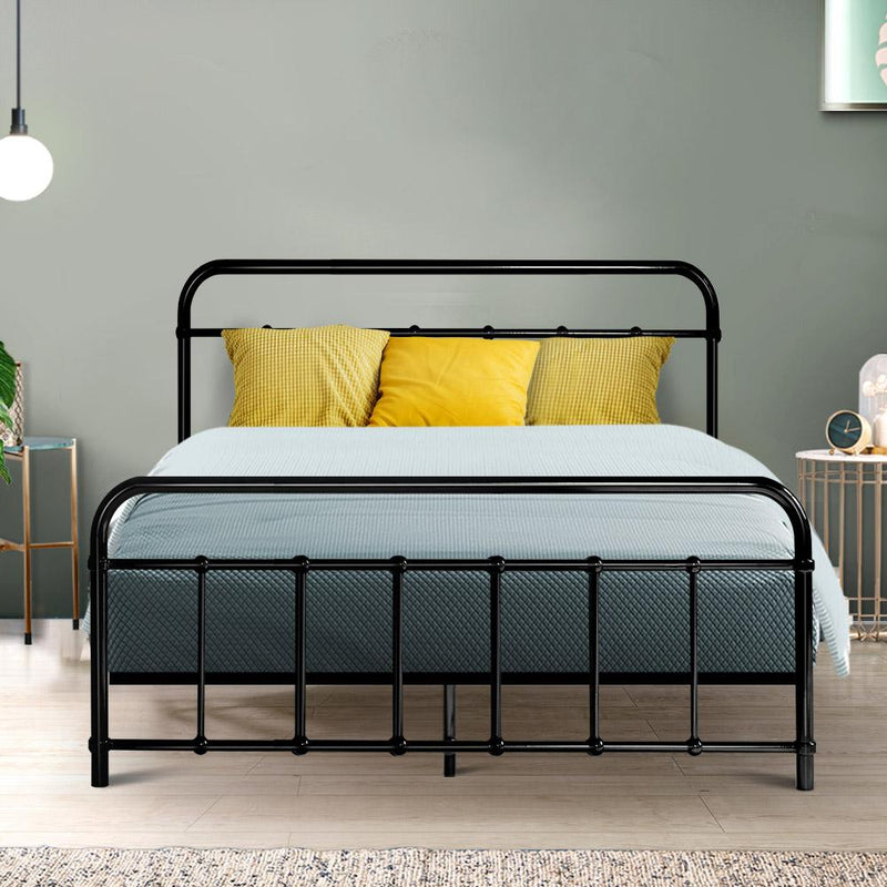 Leo Metal Double Bed Frame Black - Furniture > Bedroom - Rivercity House And Home Co.