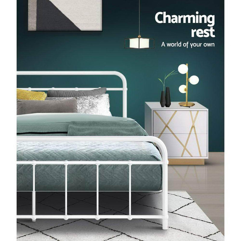 Leo Metal Queen Bed Frame White - Furniture > Bedroom - Rivercity House And Home Co.