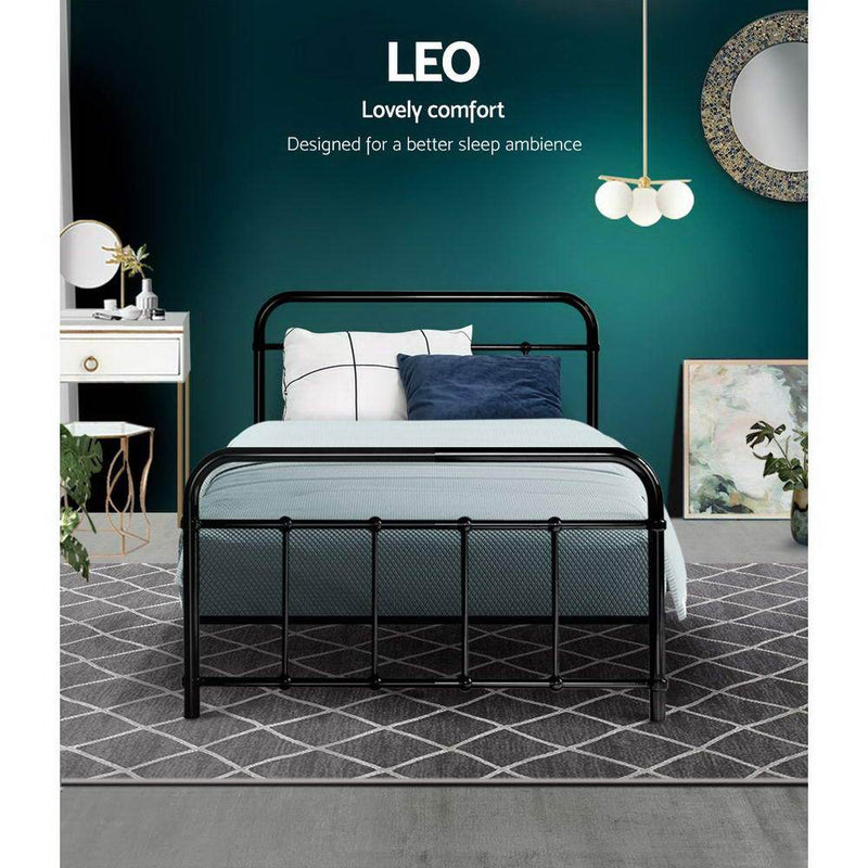Leo Metal Single Bed Frame Black - Rivercity House & Home Co. (ABN 18 642 972 209) - Affordable Modern Furniture Australia