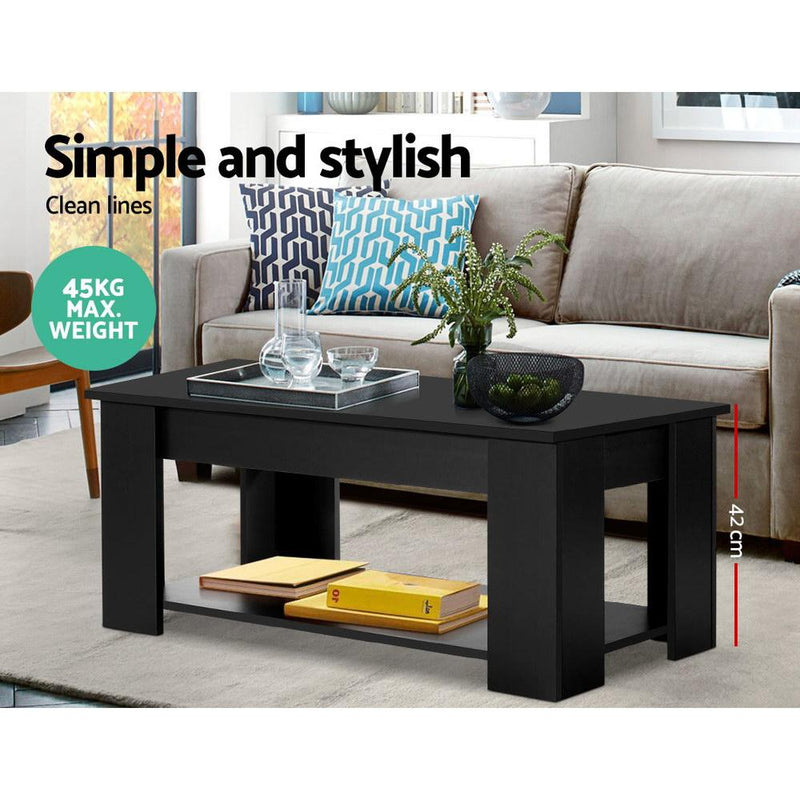 Lift Up Storage Coffee Table Black - Rivercity House & Home Co. (ABN 18 642 972 209) - Affordable Modern Furniture Australia