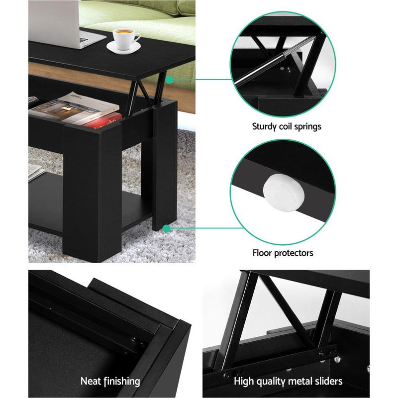 Lift Up Storage Coffee Table Black - Rivercity House & Home Co. (ABN 18 642 972 209) - Affordable Modern Furniture Australia