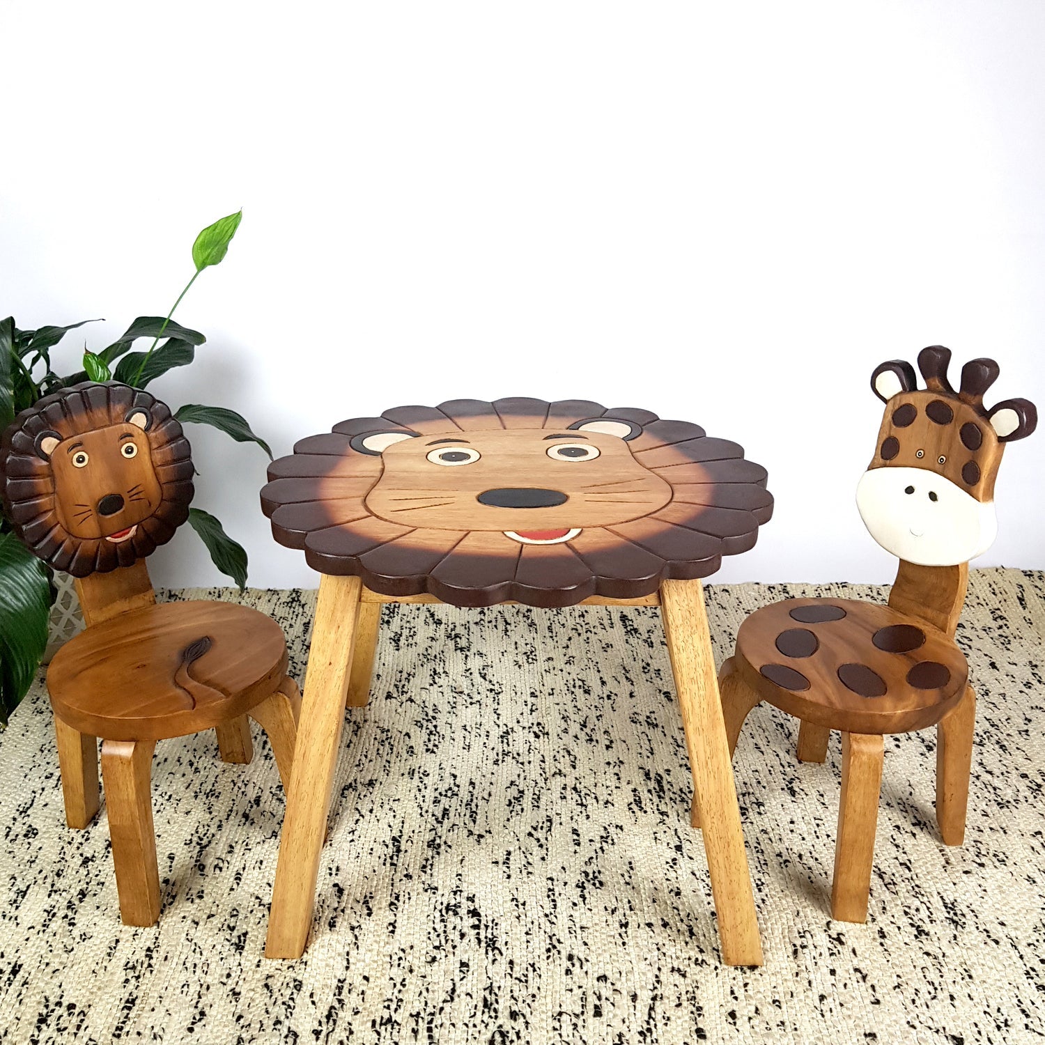 Lion Table + 2 Chairs Set - Furniture > Bar Stools & Chairs - Rivercity House & Home Co. (ABN 18 642 972 209) - Affordable Modern Furniture Australia