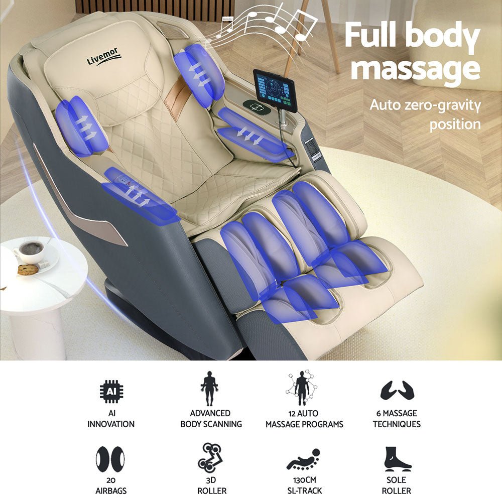 Livemor Massage Chair Electric Recliner Home Massager 3D Opal - Health & Beauty > Massage - Rivercity House & Home Co. (ABN 18 642 972 209) - Affordable Modern Furniture Australia
