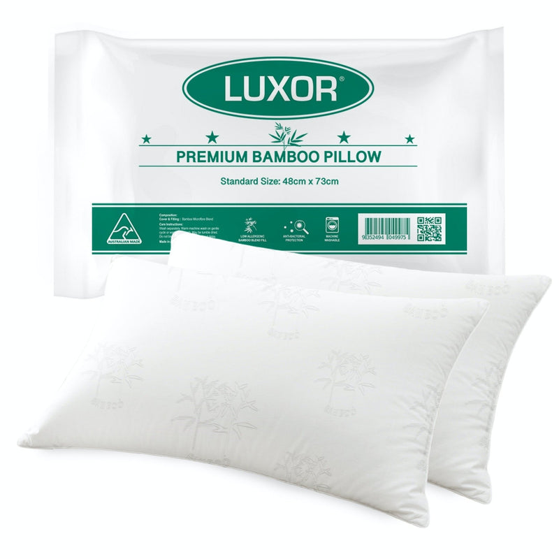 Luxor Australian Made Bamboo Cooling Pillow Standard Size Twin Pack - Home & Garden > Bedding - Rivercity House & Home Co. (ABN 18 642 972 209) - Affordable Modern Furniture Australia