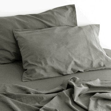 luxurious linen cotton sheet set 1 king grey - Home & Garden > Bedding - Rivercity House & Home Co. (ABN 18 642 972 209)