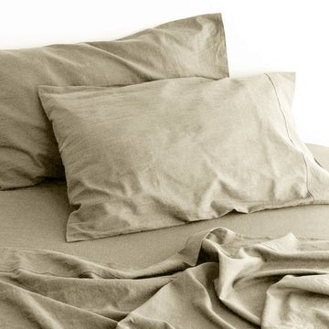 luxurious linen cotton sheet set 1 king single natural - Home & Garden > Bedding - Rivercity House & Home Co. (ABN 18 642 972 209)