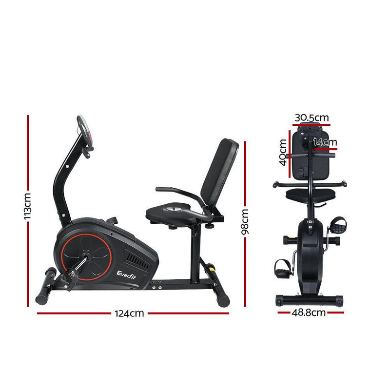 Magnetic Recumbent Exercise Bike Fitness Trainer Home Gym Equipment Black - Rivercity House & Home Co. (ABN 18 642 972 209) - Affordable Modern Furniture Australia