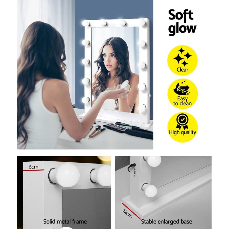 Make Up Mirror with LED Lights - White - Health & Beauty > Makeup Mirrors - Rivercity House & Home Co. (ABN 18 642 972 209) - Affordable Modern Furniture Australia