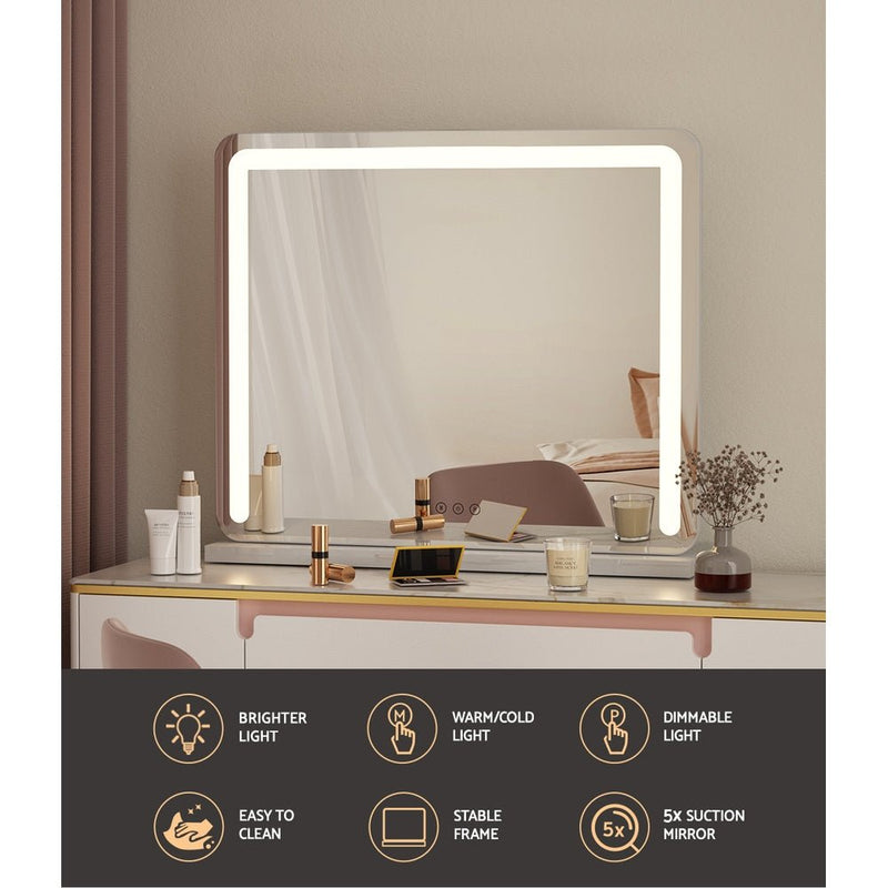 Makeup Mirror With Light Hollywood Vanity LED Mirrors White 50X60CM - Health & Beauty > Makeup Mirrors - Rivercity House & Home Co. (ABN 18 642 972 209) - Affordable Modern Furniture Australia