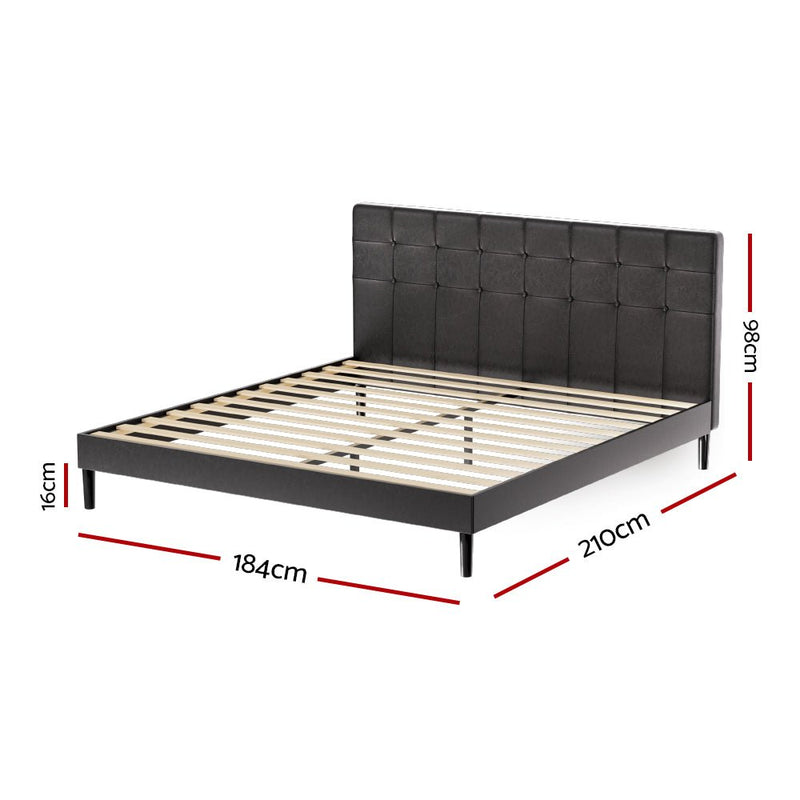 Manly King LED Bed Frame With Charge Ports Black - Furniture > Bedroom - Rivercity House & Home Co. (ABN 18 642 972 209) - Affordable Modern Furniture Australia