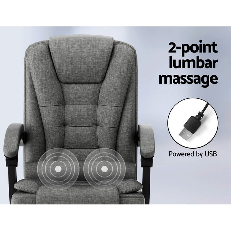 Massage Office Chair Executive Computer Chairs Fabric Recline Grey - Health & Beauty > Massage - Rivercity House & Home Co. (ABN 18 642 972 209)