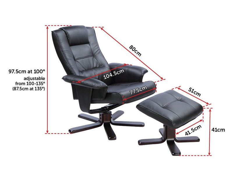 Massage Recliner with Footrest - Black - Rivercity House & Home Co. (ABN 18 642 972 209) - Affordable Modern Furniture Australia