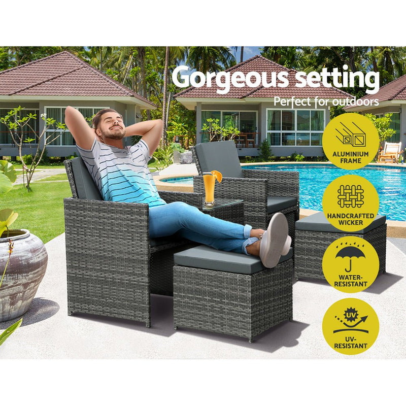 Matilda Multifunction 5 Piece Outdoor Set - Grey - Furniture > Outdoor - Rivercity House & Home Co. (ABN 18 642 972 209) - Affordable Modern Furniture Australia