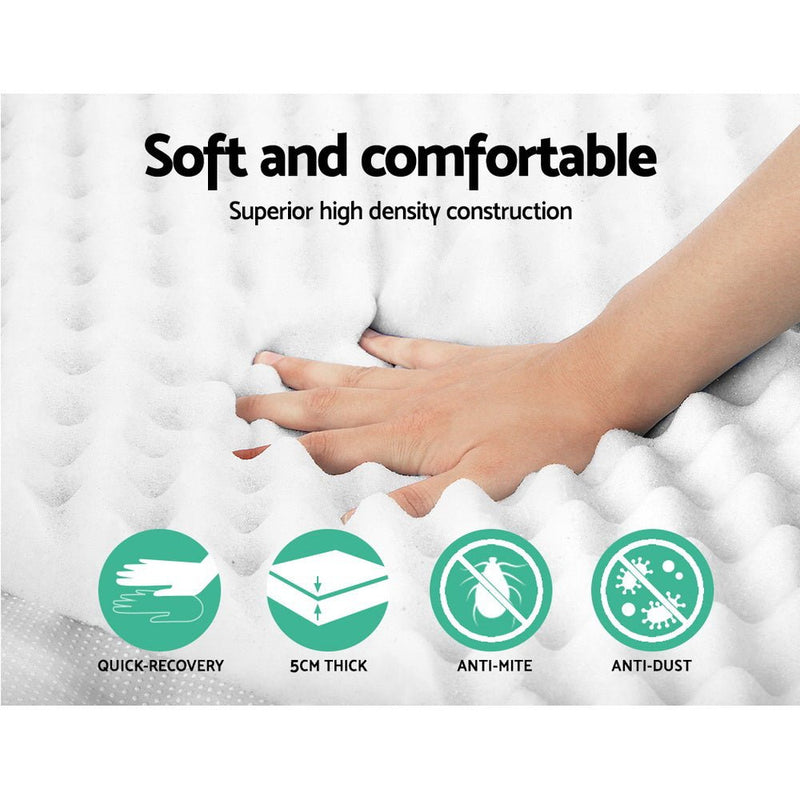 Mattress Topper Egg Crate Foam Toppers Bed Protector Underlay K - Furniture > Mattresses - Rivercity House & Home Co. (ABN 18 642 972 209)