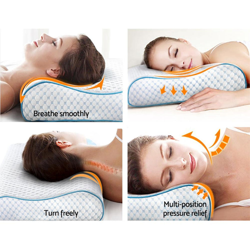Memory Foam Pillow Ice Silk Cover Contour Pillows Cool Cervical Support - Rivercity House & Home Co. (ABN 18 642 972 209) - Affordable Modern Furniture Australia