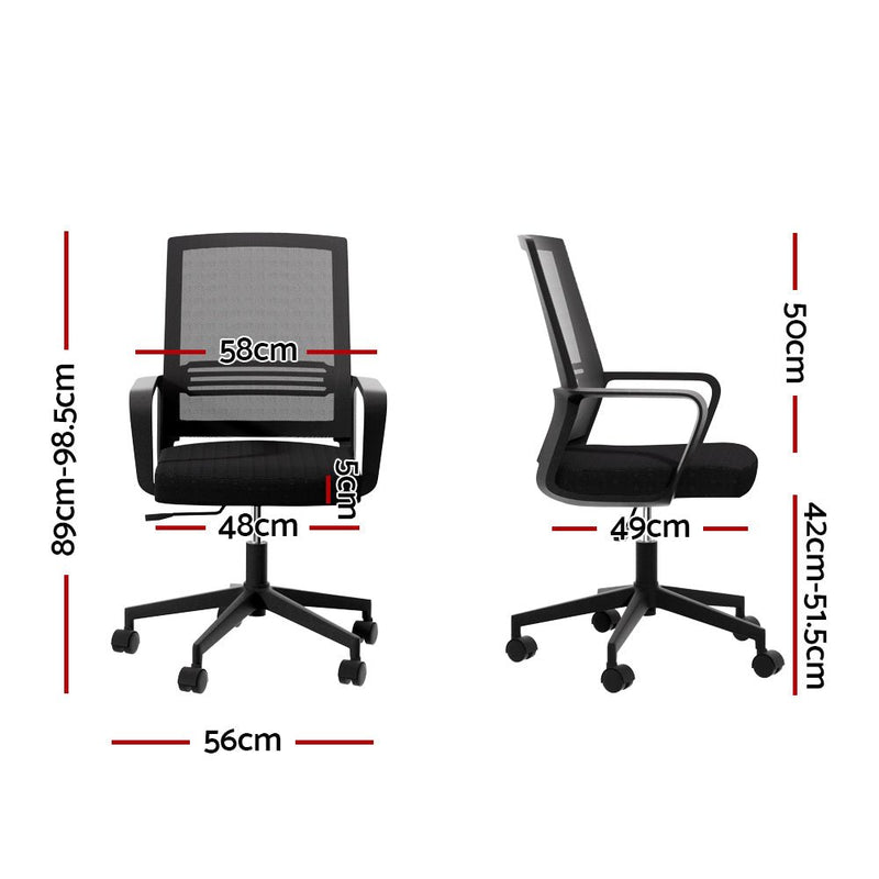 Mid Back Mesh Office Chair Black - Furniture > Office - Rivercity House & Home Co. (ABN 18 642 972 209) - Affordable Modern Furniture Australia