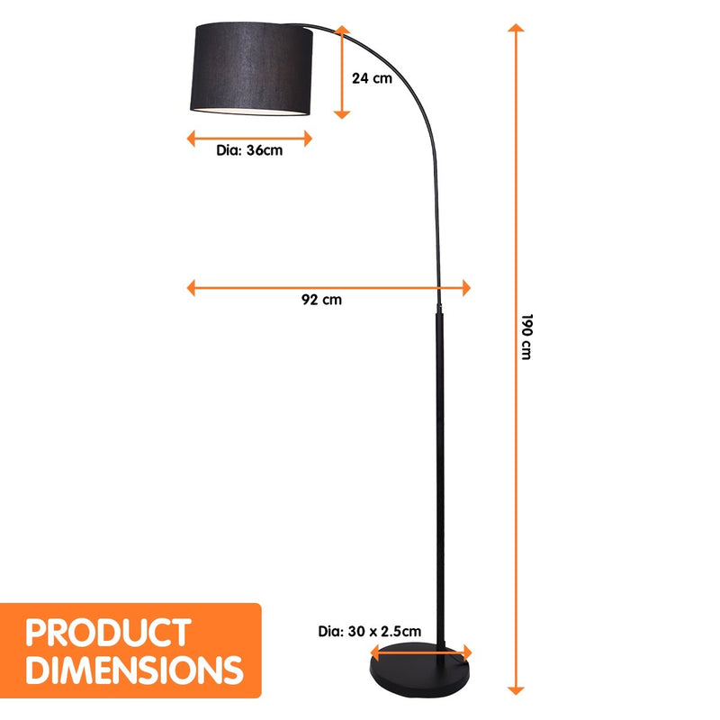 Metal Arc Arm Floor Lamp Shade Black - Home & Garden > Lighting - Rivercity House & Home Co. (ABN 18 642 972 209) - Affordable Modern Furniture Australia