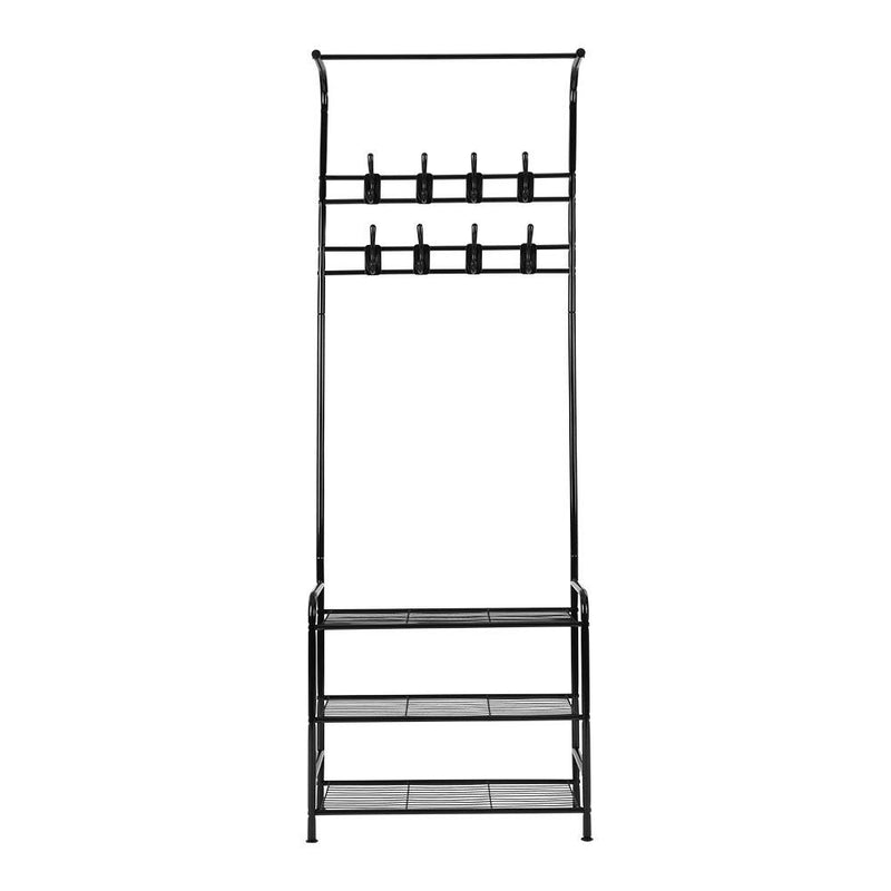 Metal Clothes Rack with Shoe Storage (Black) - Rivercity House & Home Co. (ABN 18 642 972 209) - Affordable Modern Furniture Australia