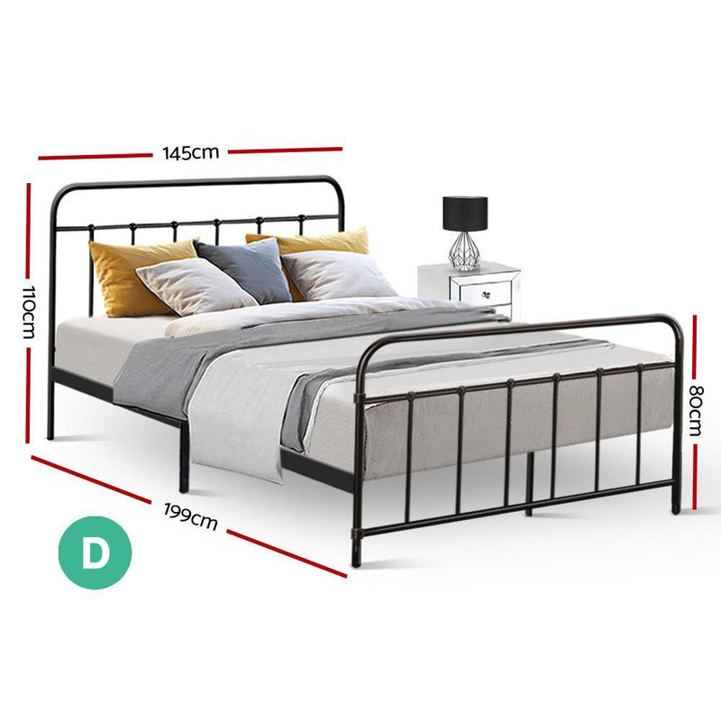 Metal Double Bed Frame Black - Furniture > Bedroom - Rivercity House & Home Co. (ABN 18 642 972 209) - Affordable Modern Furniture Australia