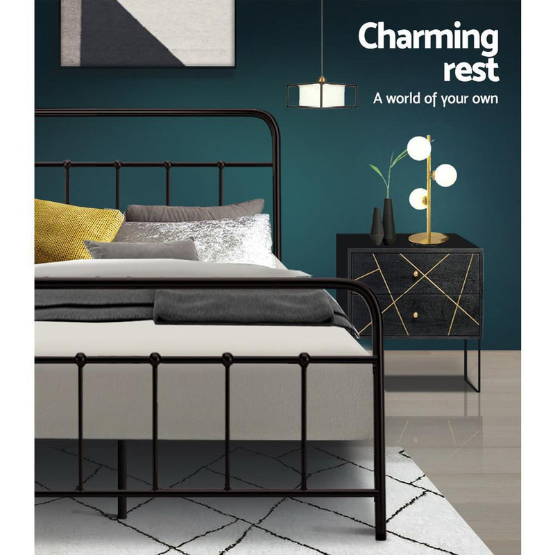 Metal Double Bed Frame Black - Furniture > Bedroom - Rivercity House & Home Co. (ABN 18 642 972 209) - Affordable Modern Furniture Australia